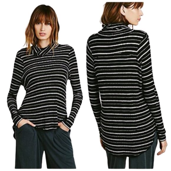 Free People We the Free Kristina Striped Drippy Waffle knit cowl Thermal Top M - Picture 2 of 14